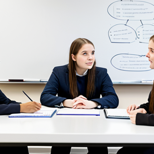 Home 9 A diverse group of four young adult students, fully clothed in modest, professional student attire, are seated around a modern table in a bright, contemporary university study lounge. They are deeply engaged in a focused discussion, with one student pointing to a complex diagram on a whiteboard, illustrating concepts of public administration and legal frameworks. The scene reflects deep understanding and collaborative learning. Soft, diffused lighting, high-resolution, professional photography, perfect anatomy, correct proportions, natural pose, well-formed hands, proper finger count, natural body proportions, safe for work, appropriate content, family-friendly, fully clothed.